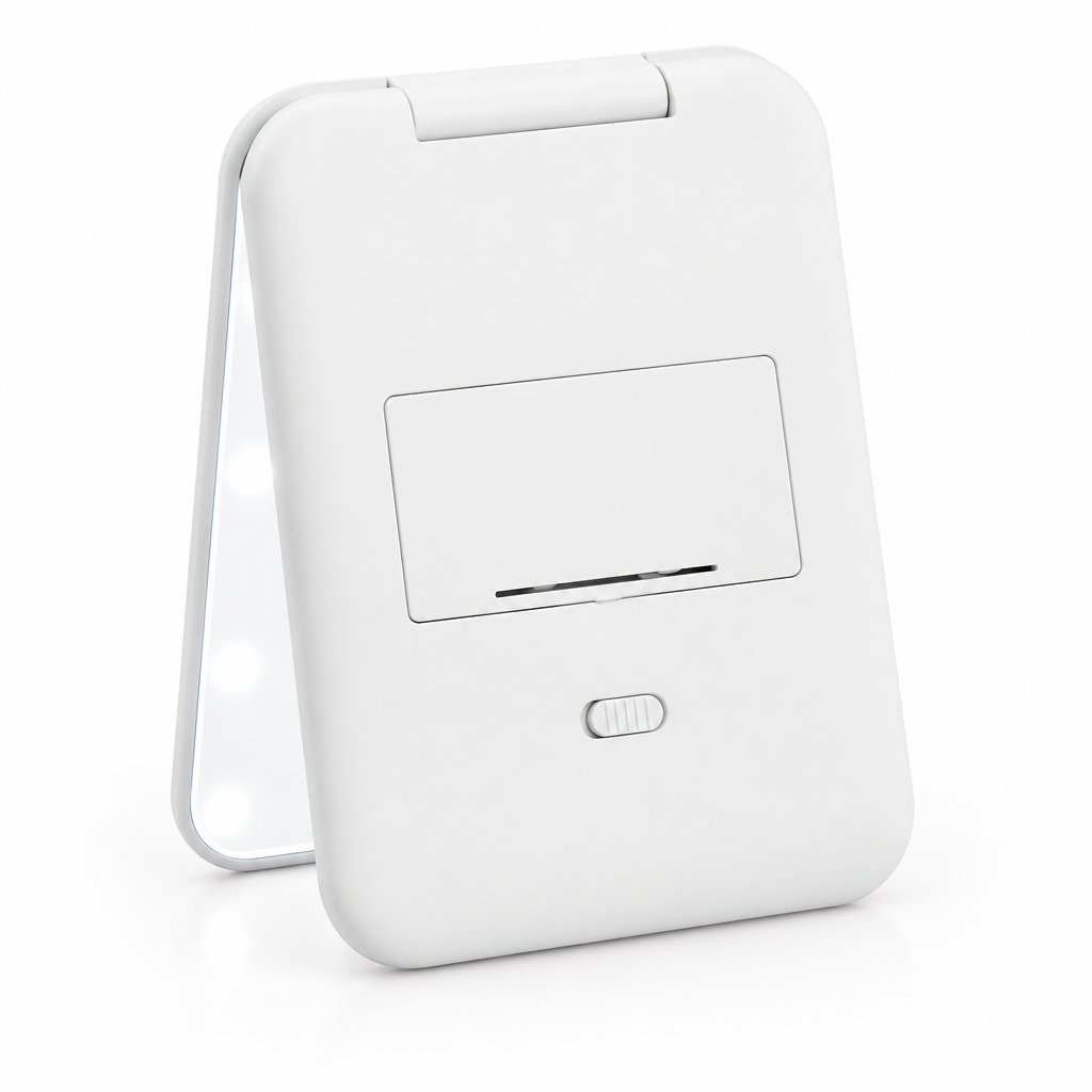 Back view of the white folding mirror