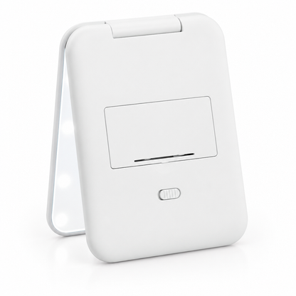 Back view of the white folding mirror