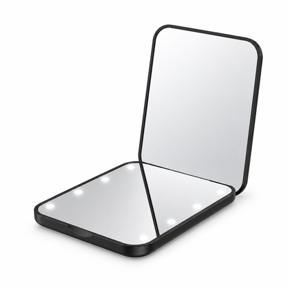 Black folding mirror on a white background
