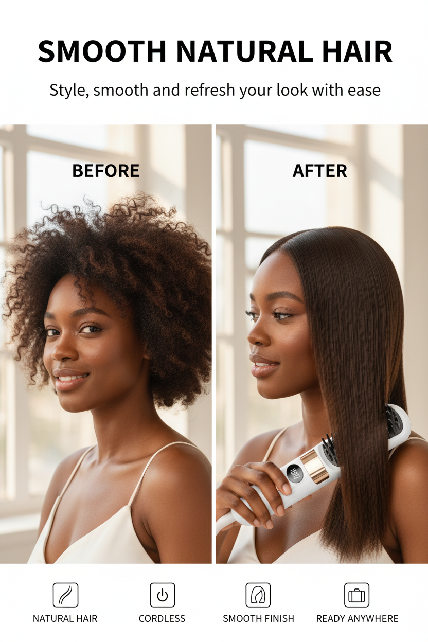 Natural hair before-and-after creative in progress