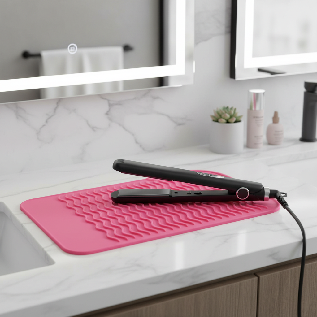 Rose Red Hair Tool Mat Lifestyle