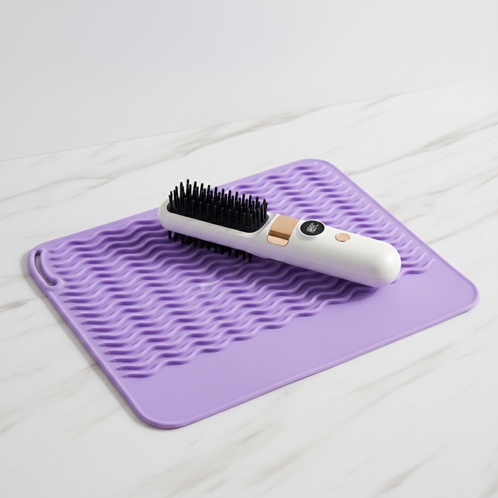 White Brush on Purple Heat Mat