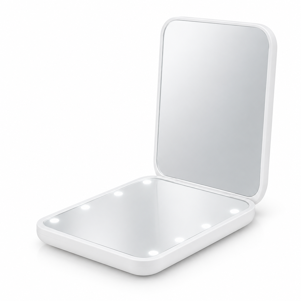 White folding mirror on a clean background